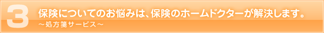 ３.　保険についてのお悩みは、保険のホームドクターが解決します。　～処方箋サービス～